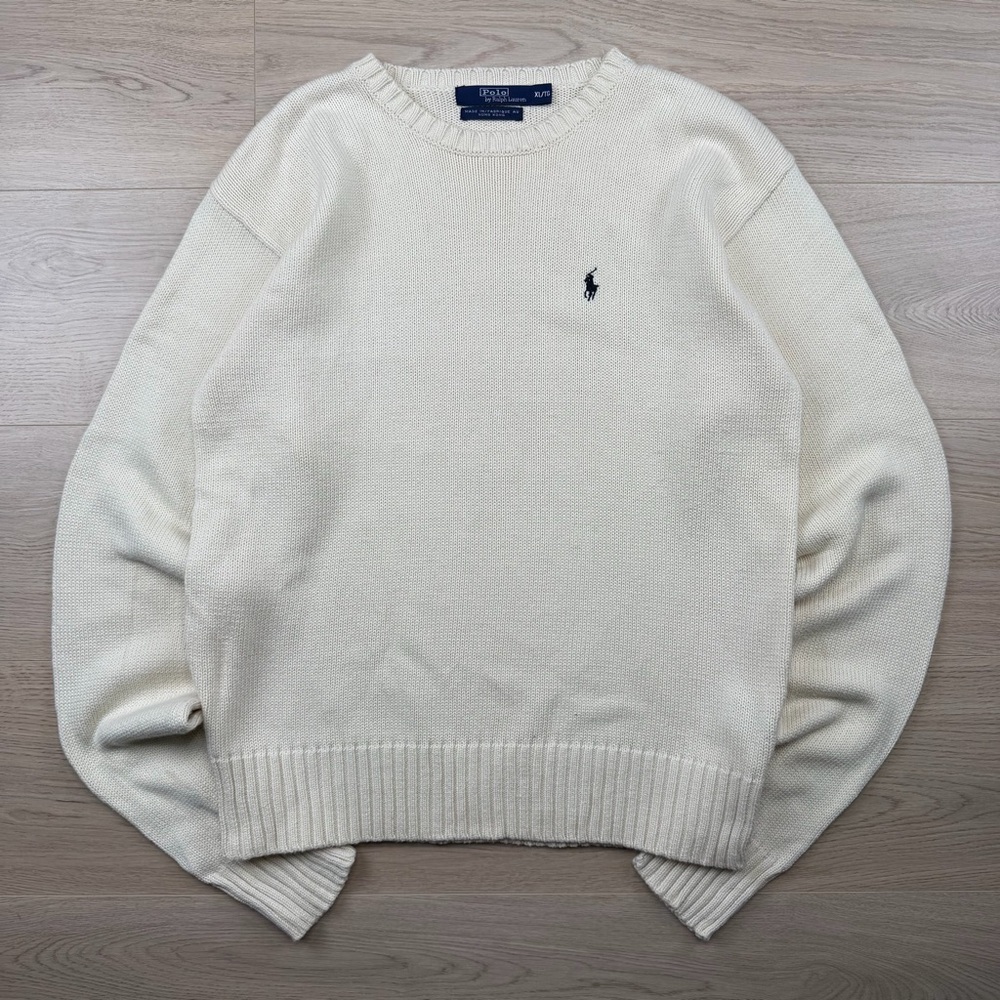 Polo by Ralph Lauren Cream Crewneck Sweater with Navy Pony